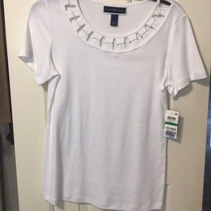 Karen Scott white shirt sleeve blouse